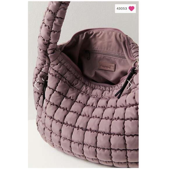 Free People Quilted Carryall Tote Bag in Oyster Mauve - Picture 5 of 9